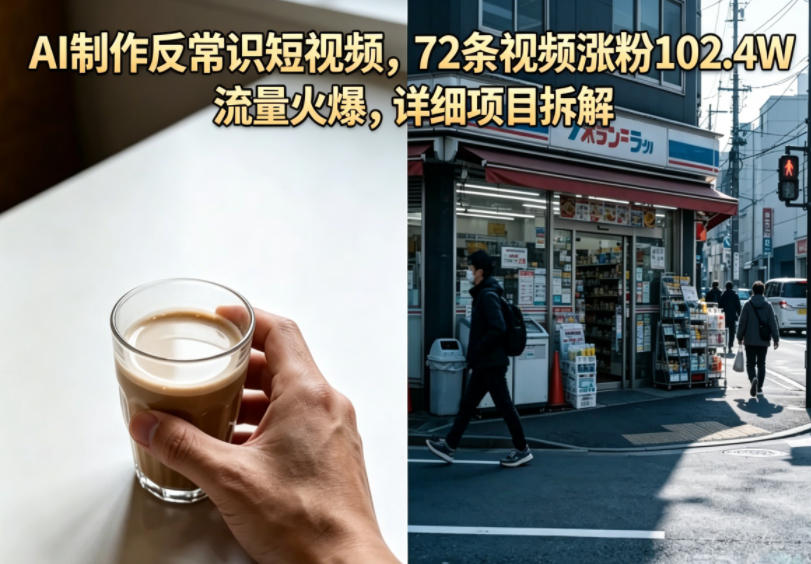 AI制作反常识短视频，72条视频涨粉102.4W，流量火爆，详细项目拆解-创薯资源