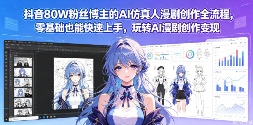 抖音80W粉丝博主的AI仿真人漫剧创作全流程，零基础也能快速上手，玩转AI漫剧创作变现-创薯资源