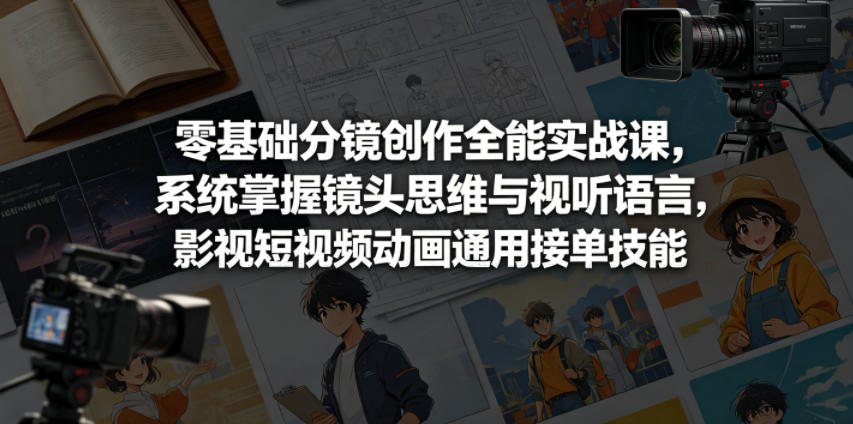 零基础分镜创作全能实战课，系统掌握镜头思维与视听语言，影视短视频动画通用接单技能-创薯资源