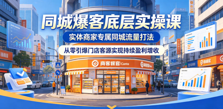 同城爆客底层实操课，实体商家专属同城流量打法，从零引爆门店客源实现持续盈利增收-创薯资源