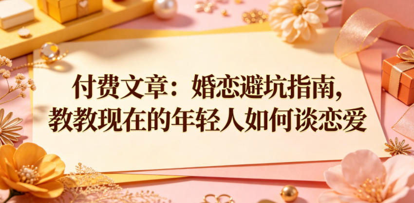 付费文章：婚恋避坑指南，教教现在的年轻人如何谈恋爱-创薯资源