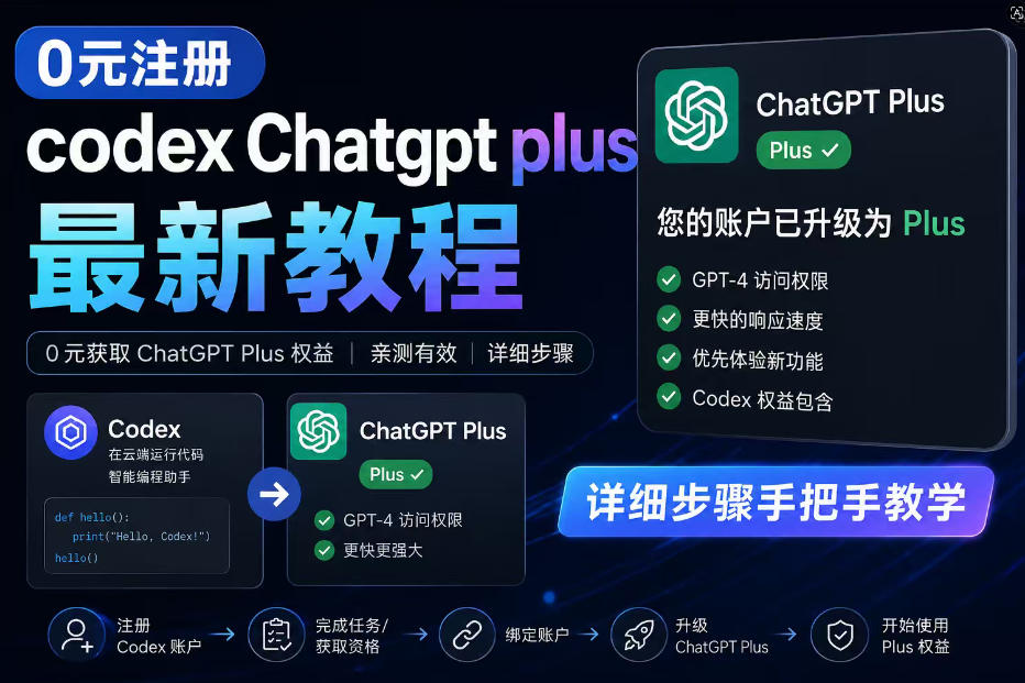0元全自动注册codex gpt plus最新教程，0元获取GPT Plus权益，手把手详细教学-创薯资源