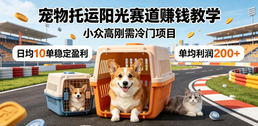 宠物托运阳光赛道賺钱教学，小众高刚需冷门项目，日均10单稳定盈利，单均利润200+-创薯资源