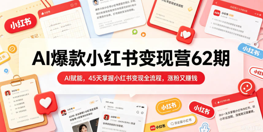 AI爆款小红书变现营62期2026年5月，AI赋能，45天掌握小红书变现全流程，涨粉又賺钱-创薯资源
