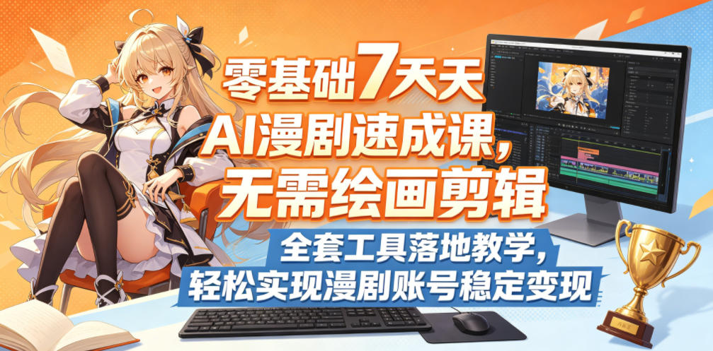 零基础7天AI漫剧速成课，无需绘画剪辑，全套工具落地教学，轻松实现漫剧账号稳定变现-创薯资源
