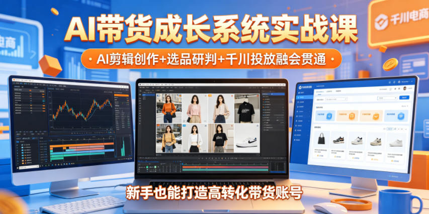 AI带货成长系统实战课，AI剪辑创作+选品研判+千川投放融会贯通，新手也能打造高转化带货账号(更新2026年)-创薯资源