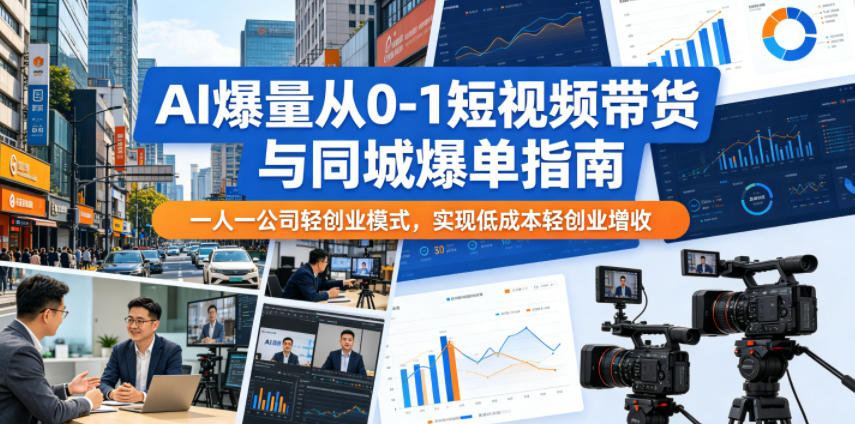 AI爆量从0-1短视频带货与同城爆单指南，一人一公司轻创业模式，实现低成本轻创业增收-创薯资源
