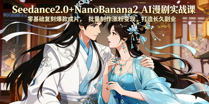 Seedance2.0+NanoBanana2 AI漫剧实战课，零基础复刻爆款成片涨粉变现，打造长久副业收益-创薯资源