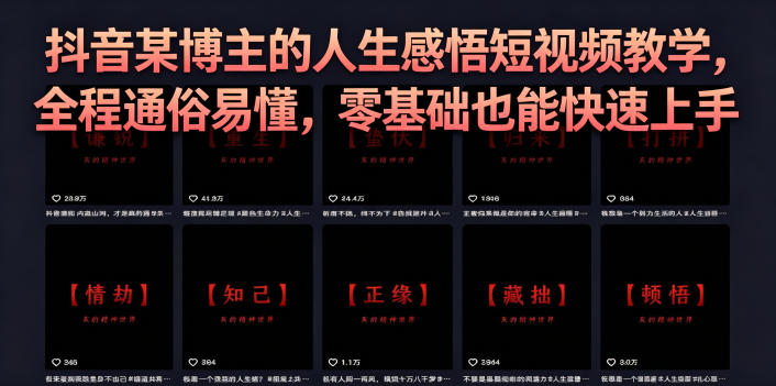 抖音某博主的灰太狼人生感悟短视频教学，全程通俗易懂，零基础也能快速上手-创薯资源