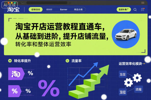 淘宝开店运营教程直通车，从基础到进阶，提升店铺流量，转化率和整体运营效率(更新26年05月27日)-创薯资源