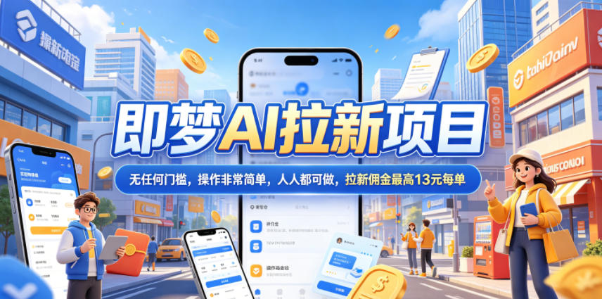 2026年即梦AI拉新项目最新玩法，无任何门槛，操作非常简单，人人都可做，拉新佣金最高13元每单-创薯资源