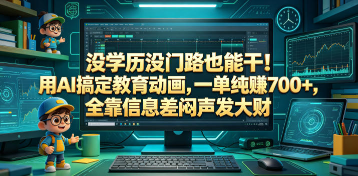 没学历没门路也能干！用AI搞定教育动画，一单纯賺700+，全靠信息差闷声发大财【揭秘】-创薯资源