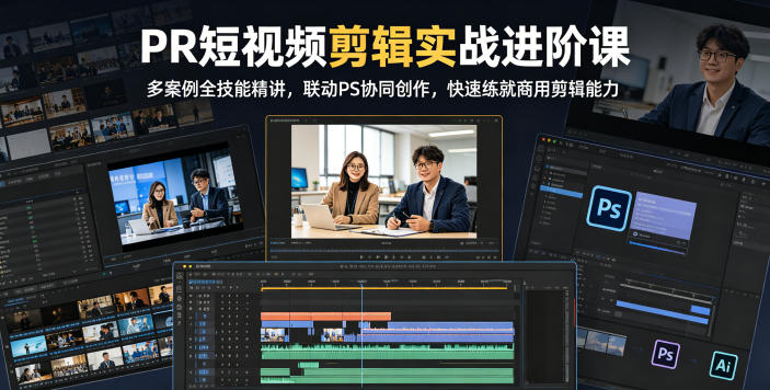 PR短视频剪辑实战进阶课，多案例全技能精讲，联动PS协同创作，快速练就商用剪辑能力-创薯资源