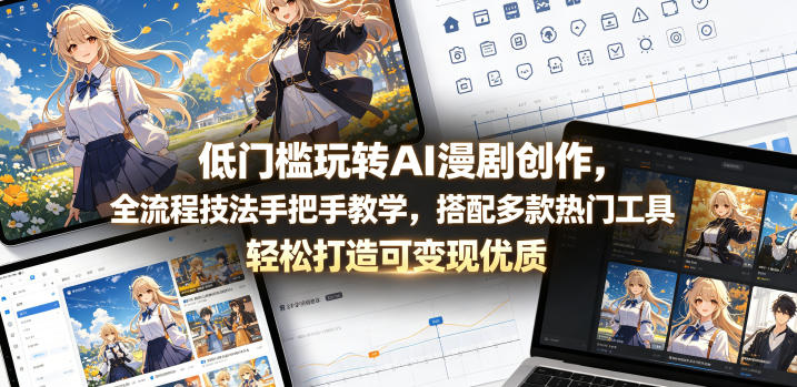 低门槛玩转AI漫剧创作，全流程技法手把手教学，搭配多款热门工具，轻松打造可变现优质作品-创薯资源