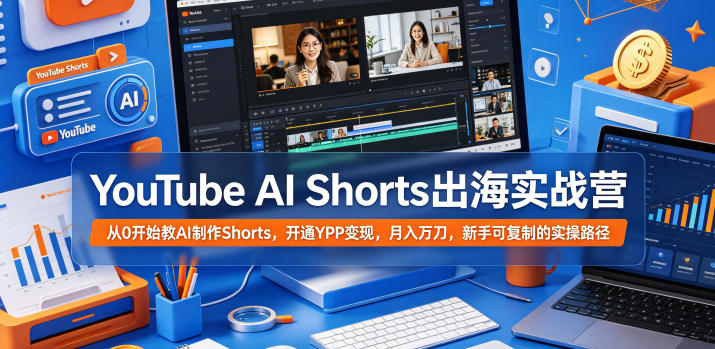 YouTube AI Shorts出海实战营，从0开始教AI制作Shorts，开通YPP变现，月入万刀，新手可复制的实操路径-创薯资源