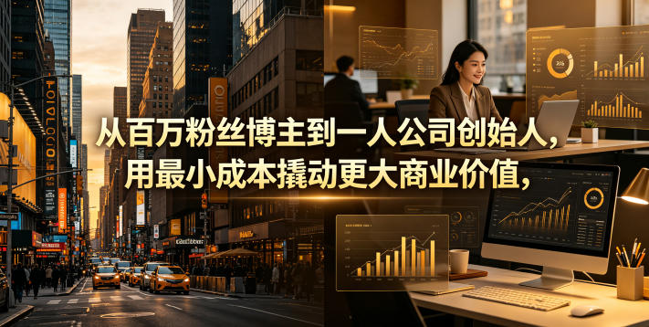 从百万粉丝博主到一人公司创始人，用最小成本撬动更大商业价值-创薯资源
