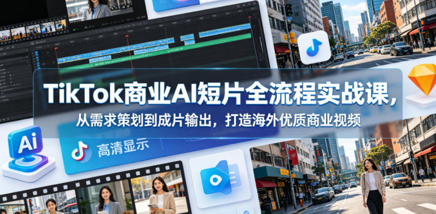 TikTok商业AI短片全流程实战课，从需求策划到成片输出，打造海外优质商业视频-创薯资源
