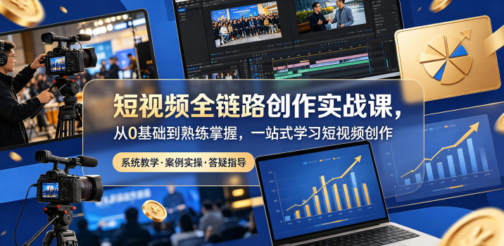 短视频全链路创作实战课，从0基础到熟练掌握，一站式学习短视频创作-创薯资源