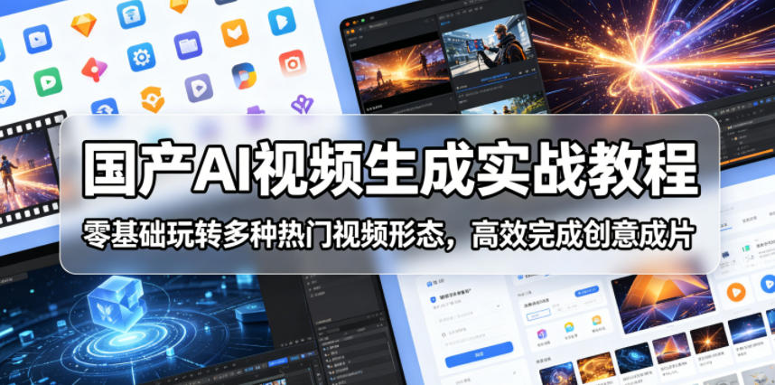 国产AI视频生成实战教程，零基础玩转多种热门视频形态，高效完成创意成片-创薯资源