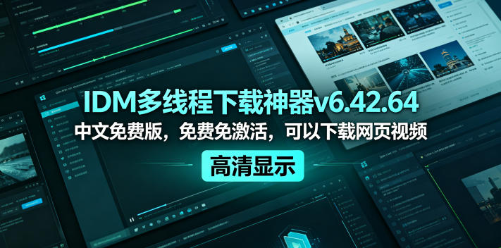 IDM多线程下载神器v6.42.64中文免费版,免费免激活,可以下载网页视频(例如飞书文档内的视频)-创薯资源