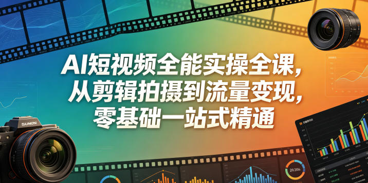 AI短视频全能实操全课,从剪辑拍摄到流量变现,零基础一站式精通-创薯资源