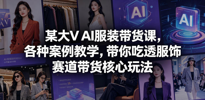 某大V AI服装带货课，各种案例教学，带你吃透服饰赛道带货核心玩法-创薯资源