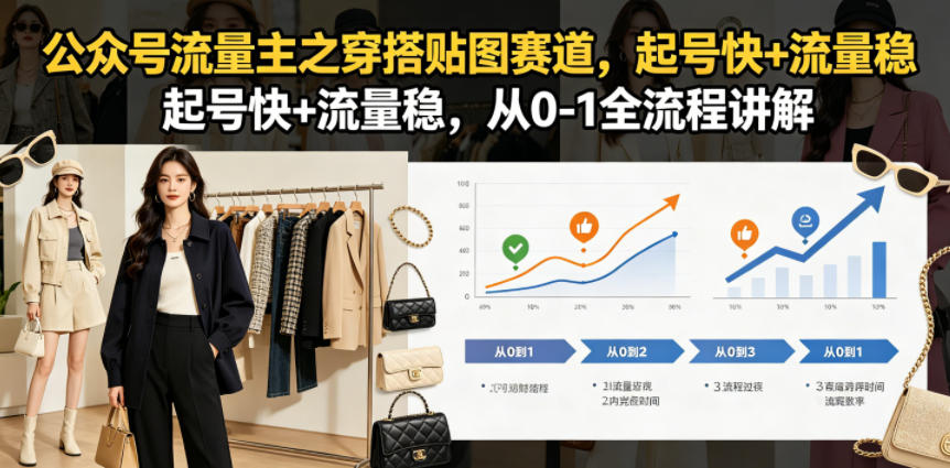 公众号流量主之穿搭贴图赛道，起号快+流量稳，从0-1全流程讲解-创薯资源