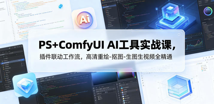 PS+ComfyUI AI工具实战课，插件联动工作流，高清重绘-抠图-生图生视频全精通-创薯资源