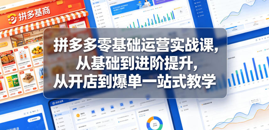 拼多多零基础运营实战课，从基础到进阶提升，从开店到爆单一站式教学-创薯资源