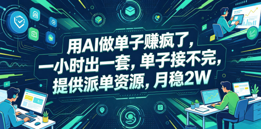 用AI做单子賺疯了，一小时出一套，单子接不完，提供派单资源，月稳2W【揭秘】-创薯资源
