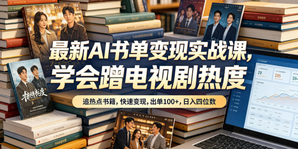 最新AI书单变现实战课，学会蹭电视剧热度，追热点书籍，快速变现，出单100+，日入四位数-创薯资源