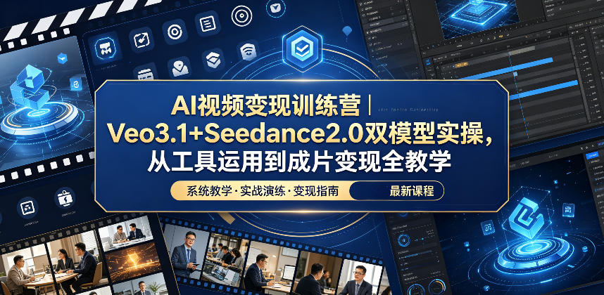 AI视频变现训练营｜Veo3.1+Seedance2.0双模型实操，从工具运用到成片变现全教学-创薯资源