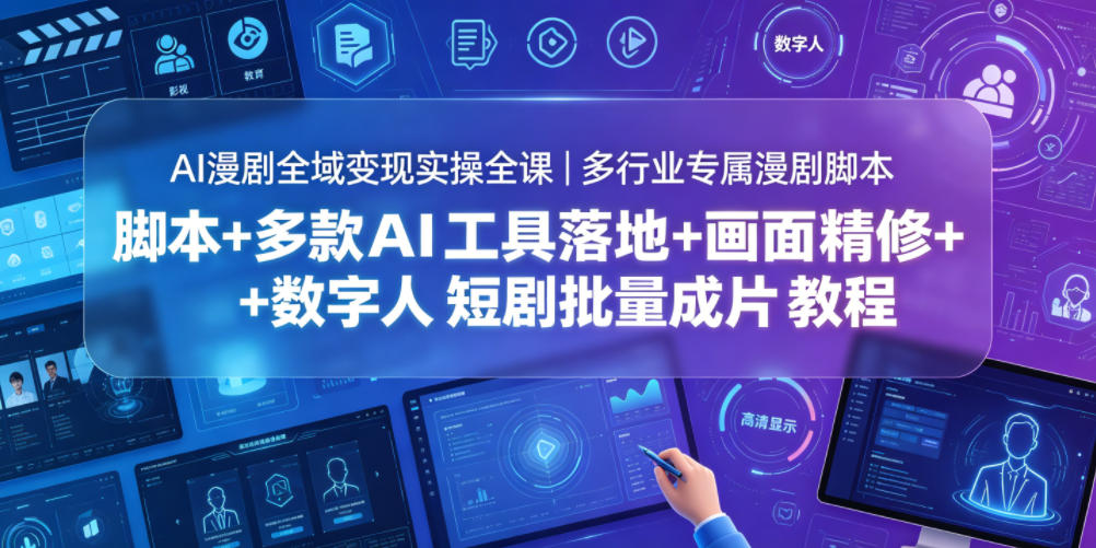 AI漫剧全域变现实操全课｜多行业专属漫剧脚本+多款AI工具落地+画面精修+数字人短剧批量成片全教程-创薯资源