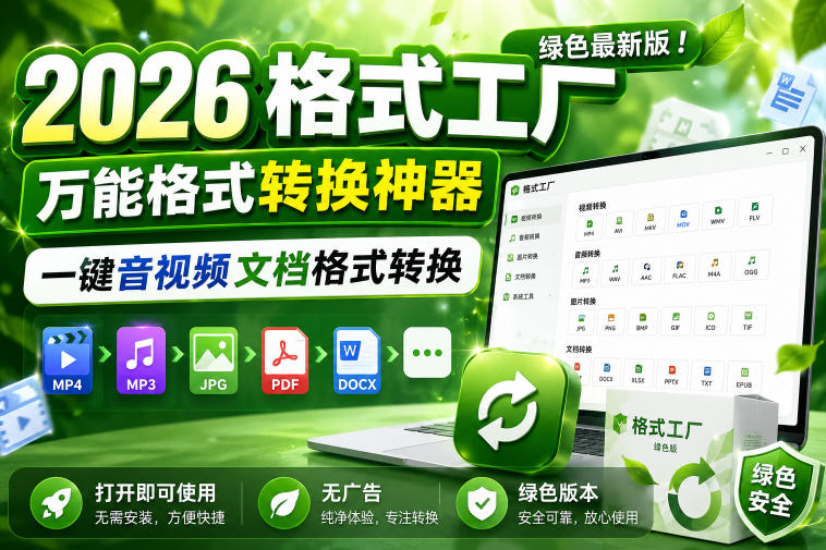 2026格式工厂绿色最新版！万能格式转换神器，一键音视频文档格式转换，打开即可使用，无广告绿色版本-创薯资源