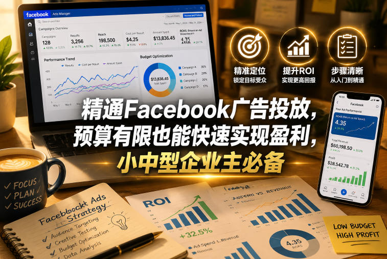 精通Facebook广告投放，预算有限也能快速实现盈利，小中型企业主必备【原创双语字幕】-创薯资源