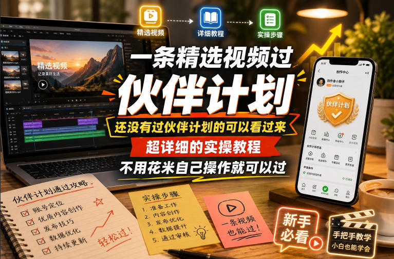 一条精选视频过伙伴计划，还没有过伙伴计划的可以看过来，超详细的实操教程，不用花米自己操作就可以过-创薯资源