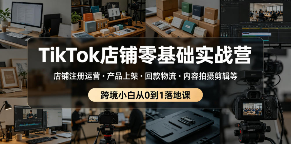 TikTok店铺零基础实战营，店铺注册运营・产品上架・回款物流・内容拍摄剪辑等 ，跨境小白从0到1落地课-创薯资源