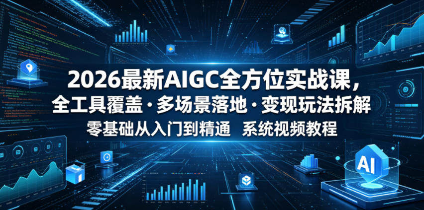 2026最新AIGC全方位实战课，全工具覆盖・多场景落地・变现玩法拆解，零基础从入门到精通系统视频教程-创薯资源