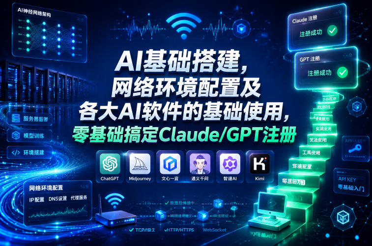 AI基础搭建，网络环境配置及各大AI软件的基础使用，零基础搞定Claude/GPT注册-创薯资源