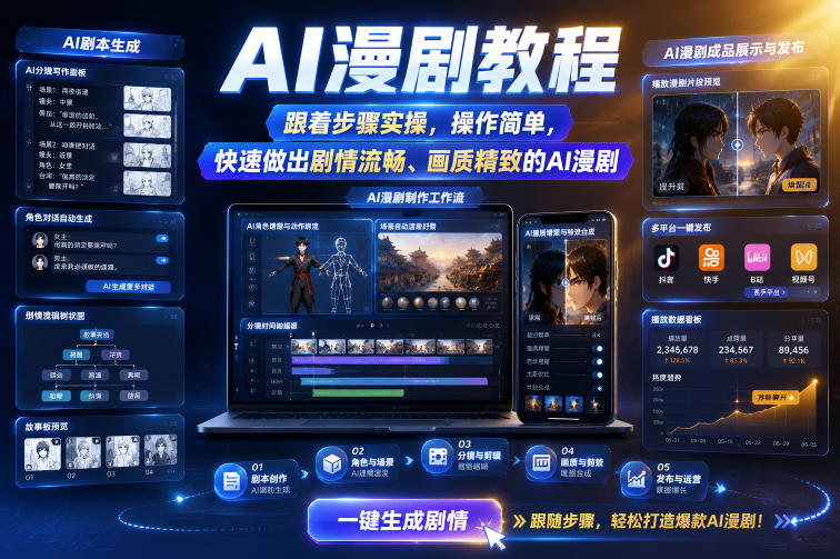 AI漫剧教程，跟着步骤实操，操作简单，快速做出剧情流畅、画质精致的AI漫剧-创薯资源