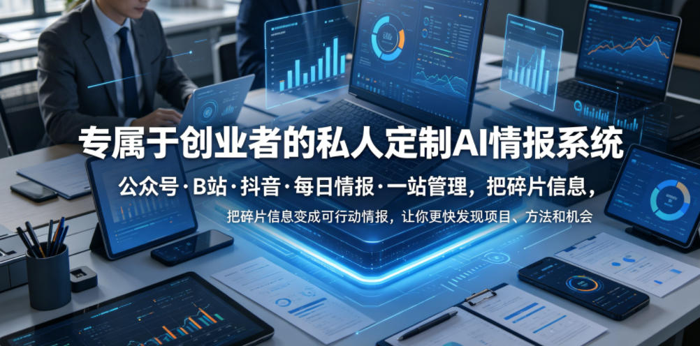 专属于创业者的私人定制AI情报系统，公众号·B站·抖音·每日情报·一站管理，把碎片信息变成可行动情报，让你更快发现项目、方法和机会-创薯资源