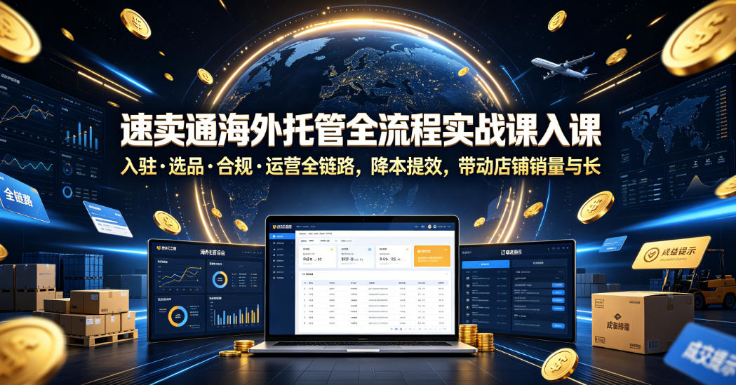 速卖通海外托管全流程实战课入驻・选品・合规・运营全链路，降本提效，带动店铺销量与收益增长-创薯资源