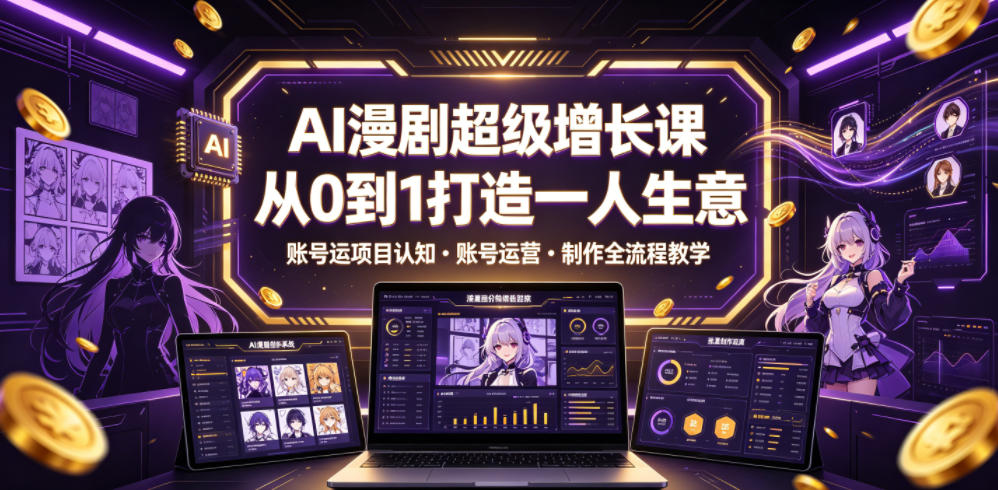 AI漫剧超级增长课，从0到1打造一人生意，项目认知・账号运营・制作全流程教学-创薯资源
