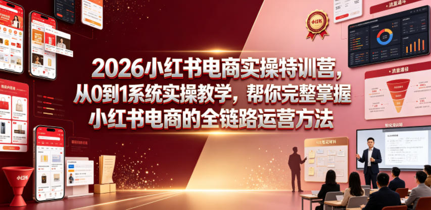 2026小红书电商实操特训营，从0到1系统实操教学，帮你完整掌握小红书电商的全链路运营方法-创薯资源