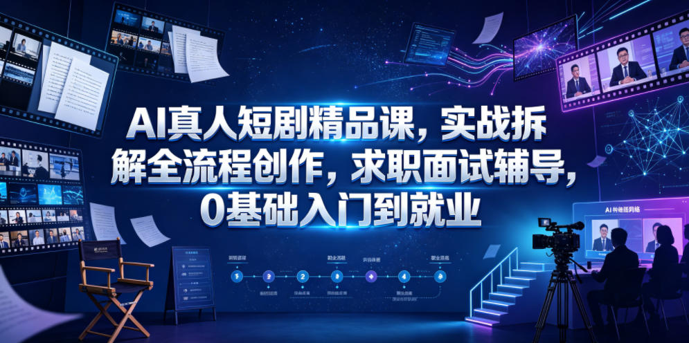 AI真人短剧精品课，实战拆解全流程创作，求职面试辅导，0基础入门到就业-创薯资源