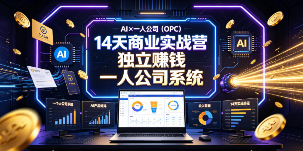 AI×一人公司(OPC)14天商业实战营，用AI帮你搭建一个属于你自己的、能独立賺钱的一人公司系统-创薯资源