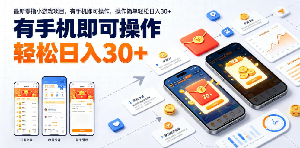 最新零撸小游戏项目，有手机即可操作，操作简单轻松日入30+-创薯资源