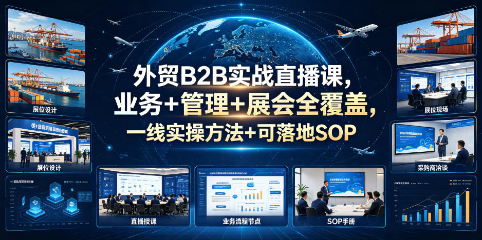 外贸B2B实战直播课，业务+管理+展会全覆盖，一线实操方法+可落地SOP-创薯资源