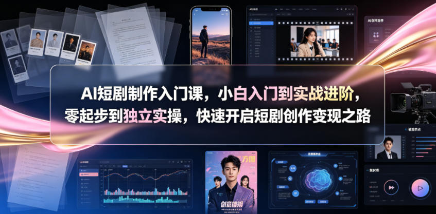 AI短剧制作入门课，小白入门到实战进阶，零起步到独立实操，快速开启短剧创作变现之路-创薯资源