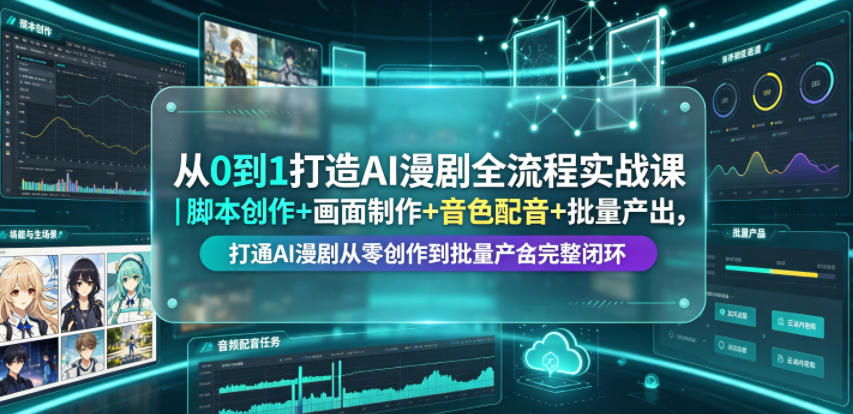 从0到1打造AI漫剧全流程实战课｜脚本创作+画面制作+音色配音+批量产出，打通AI漫剧从零创作到批量量产完整闭环-创薯资源